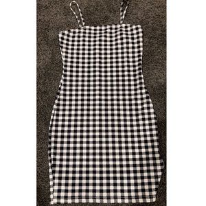 Black And White Checkered Body Con Dress